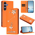 Custodia per telefono in ecopelle con protezione RFID e strass, a tema ballerina, con motivo a ballerina., For Samsung Galaxy S25 / S24 5G, For Samsung Galaxy S25+ / S24+ 5G, For Samsung Galaxy S25 Ultra 5G