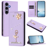 Custodia per telefono in ecopelle con protezione RFID e strass, a tema ballerina, con motivo a ballerina., For Samsung Galaxy S25 / S24 5G, For Samsung Galaxy S25+ / S24+ 5G, For Samsung Galaxy S25 Ultra 5G