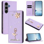 Custodia per telefono in ecopelle con protezione RFID e strass, a tema ballerina, con motivo a ballerina., For Samsung Galaxy S25 / S24 5G, For Samsung Galaxy S25+ / S24+ 5G, For Samsung Galaxy S25 Ultra 5G