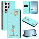 Custodia per telefono in ecopelle con protezione RFID e strass, a tema ballerina, con motivo a ballerina., For Samsung Galaxy S24 FE 5G, For Samsung Galaxy S24 Ultra 5G, For Samsung Galaxy S23 FE 5G