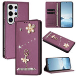 Custodia per telefono in ecopelle con protezione RFID e strass, a tema ballerina, con motivo a ballerina., For Samsung Galaxy S24 FE 5G, For Samsung Galaxy S24 Ultra 5G, For Samsung Galaxy S23 FE 5G
