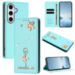 Custodia per telefono in ecopelle con protezione RFID e strass, a tema ballerina, con motivo a ballerina., For Samsung Galaxy S24 FE 5G, For Samsung Galaxy S24 Ultra 5G, For Samsung Galaxy S23 FE 5G