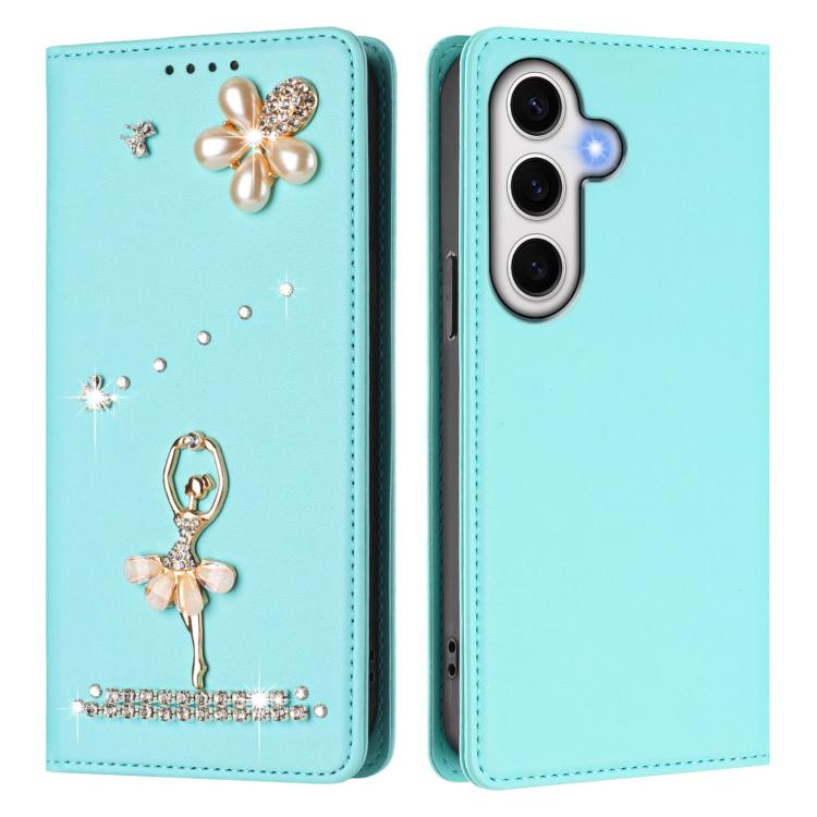 Custodia per telefono in ecopelle con protezione RFID e strass, a tema ballerina, con motivo a ballerina., For Samsung Galaxy S24 FE 5G, For Samsung Galaxy S24 Ultra 5G, For Samsung Galaxy S23 FE 5G