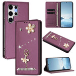 Custodia per telefono in ecopelle con protezione RFID e strass, a tema ballerina, con motivo a ballerina., For Samsung Galaxy S25 / S24 5G, For Samsung Galaxy S25+ / S24+ 5G, For Samsung Galaxy S25 Ultra 5G