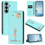 Custodia per telefono in ecopelle con protezione RFID e strass, a tema ballerina, con motivo a ballerina., For Samsung Galaxy S26 5G, For Samsung Galaxy S25 FE 5G, For Samsung Galaxy S25 Edge 5G
