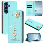 Custodia per telefono in ecopelle con protezione RFID e strass, a tema ballerina, con motivo a ballerina., For Samsung Galaxy S26+ 5G, For Samsung Galaxy S26 Edge 5G, For Samsung Galaxy S26 Ultra 5G