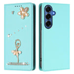 Custodia per telefono in ecopelle con protezione RFID e strass, a tema ballerina, con motivo a ballerina., For Samsung Galaxy S26+ 5G, For Samsung Galaxy S26 Edge 5G, For Samsung Galaxy S26 Ultra 5G