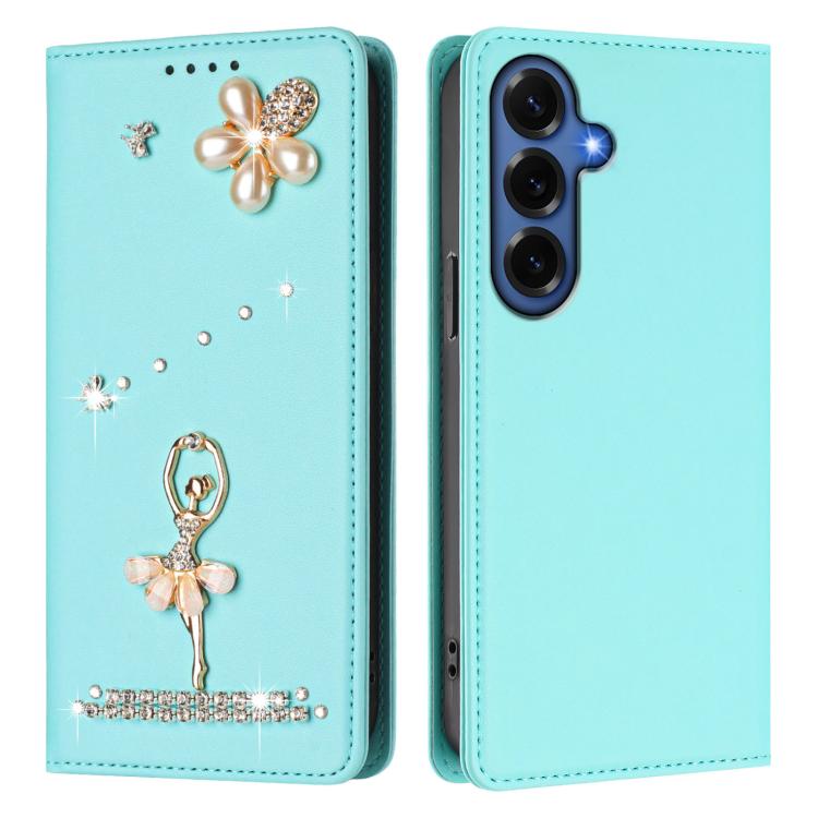Custodia per telefono in ecopelle con protezione RFID e strass, a tema ballerina, con motivo a ballerina., For Samsung Galaxy S26+ 5G, For Samsung Galaxy S26 Edge 5G, For Samsung Galaxy S26 Ultra 5G