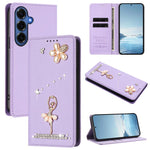 Custodia per telefono in ecopelle con protezione RFID e strass, a tema ballerina, con motivo a ballerina., For Samsung Galaxy S26+ 5G, For Samsung Galaxy S26 Edge 5G, For Samsung Galaxy S26 Ultra 5G