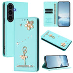 Custodia per telefono in ecopelle con protezione RFID e strass, a tema ballerina, con motivo a ballerina., For Samsung Galaxy S26 5G, For Samsung Galaxy S25 FE 5G, For Samsung Galaxy S25 Edge 5G