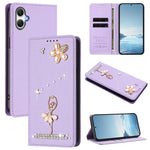 Custodia per telefono in ecopelle con protezione RFID e strass, a tema ballerina, con motivo a ballerina., For Samsung Galaxy M36 5G, For Samsung Galaxy A07 4G / A06 5G, For Samsung Galaxy A17 / A26 5G