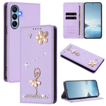 Custodia per telefono in ecopelle con protezione RFID e strass, a tema ballerina, con motivo a ballerina., For Samsung Galaxy M15 5G / F15 5G, For Samsung Galaxy XCover7, For Samsung Galaxy A15 5G / 4G