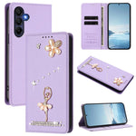 Custodia per telefono in ecopelle con protezione RFID e strass, a tema ballerina, con motivo a ballerina., For Samsung Galaxy A05 / M05 / F05 4G, For Samsung Galaxy A16 5G / 4G, For Samsung Galaxy A05s 4G / F14 4G