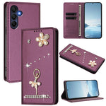 Custodia per telefono in ecopelle con protezione RFID e strass, a tema ballerina, con motivo a ballerina., For Samsung Galaxy A05 / M05 / F05 4G, For Samsung Galaxy A16 5G / 4G, For Samsung Galaxy A05s 4G / F14 4G