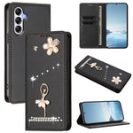 Custodia per telefono in ecopelle con protezione RFID e strass, a tema ballerina, con motivo a ballerina., For Samsung Galaxy A24 4G, For Samsung Galaxy A14 5G / 4G, For Samsung Galaxy A34 5G