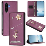 Custodia per telefono in ecopelle con protezione RFID e strass, a tema ballerina, con motivo a ballerina., For Samsung Galaxy A56 5G / A36 5G, For Samsung Galaxy A26 5G, For Samsung Galaxy A36 5G