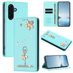 Custodia per telefono in ecopelle con protezione RFID e strass, a tema ballerina, con motivo a ballerina., For Samsung Galaxy A57 5G, For Samsung Galaxy A37 5G, For Samsung Galaxy A25e / A25 5G JP