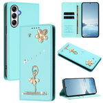 Custodia per telefono in ecopelle con protezione RFID e strass, a tema ballerina, con motivo a ballerina., For Samsung Galaxy A54 5G