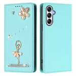 Custodia per telefono in ecopelle con protezione RFID e strass, a tema ballerina, con motivo a ballerina., For Samsung Galaxy A54 5G