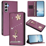 Custodia per telefono in ecopelle con protezione RFID e strass, a tema ballerina, con motivo a ballerina., For Samsung Galaxy A54 5G