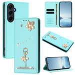 Custodia per telefono in ecopelle con protezione RFID e strass, a tema ballerina, con motivo a ballerina., For Samsung Galaxy A55 5G, For Samsung Galaxy A35 5G, For Samsung Galaxy M34 5G / F34 5G