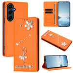Custodia per telefono in ecopelle con protezione RFID e strass, a tema ballerina, con motivo a ballerina., For Samsung Galaxy A55 5G, For Samsung Galaxy A35 5G, For Samsung Galaxy M34 5G / F34 5G