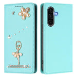 Custodia per telefono in ecopelle con protezione RFID e strass, a tema ballerina, con motivo a ballerina., For Samsung Galaxy A56 5G / A36 5G, For Samsung Galaxy A26 5G, For Samsung Galaxy A36 5G