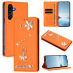 Custodia per telefono in ecopelle con protezione RFID e strass, a tema ballerina, con motivo a ballerina., For Samsung Galaxy M56 5G, For Samsung Galaxy F16 5G / M16 5G, For Samsung Galaxy F06 5G / M06 5G