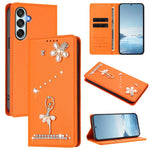 Custodia per telefono in ecopelle con protezione RFID e strass, a tema ballerina, con motivo a ballerina., For Samsung Galaxy M35 5G, For Samsung Galaxy M55 5G / C55 5G, For Samsung Galaxy XCover7 Pro