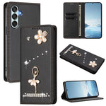 Custodia per telefono in ecopelle con protezione RFID e strass, a tema ballerina, con motivo a ballerina., For Samsung Galaxy M35 5G, For Samsung Galaxy M55 5G / C55 5G, For Samsung Galaxy XCover7 Pro