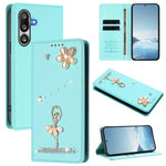 Custodia per telefono in ecopelle con protezione RFID e strass, a tema ballerina, con motivo a ballerina., For Samsung Galaxy M36 5G, For Samsung Galaxy A07 4G / A06 5G, For Samsung Galaxy A17 / A26 5G