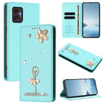 Custodia per telefono in ecopelle con protezione RFID e strass, a tema ballerina, con motivo a ballerina., For Samsung Galaxy M35 5G, For Samsung Galaxy M55 5G / C55 5G, For Samsung Galaxy XCover7 Pro
