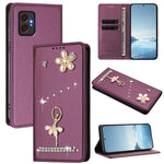 Custodia per telefono in ecopelle con protezione RFID e strass, a tema ballerina, con motivo a ballerina., For Samsung Galaxy M35 5G, For Samsung Galaxy M55 5G / C55 5G, For Samsung Galaxy XCover7 Pro