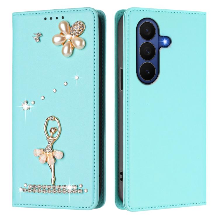 Custodia per telefono in ecopelle con protezione RFID e strass, a tema ballerina, con motivo a ballerina., For Samsung Galaxy Z Fold7 5G
