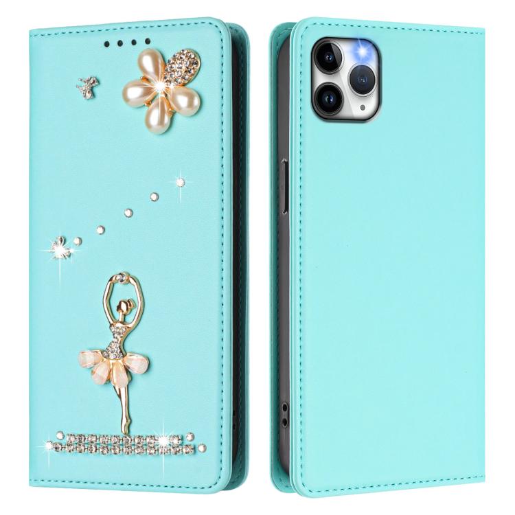 Custodia per telefono in ecopelle con protezione RFID e strass, a tema ballerina, con motivo a ballerina., For iPhone 11 Pro Max, For iPhone 11, For iPhone 11 Pro