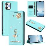 Custodia per telefono in ecopelle con protezione RFID e strass, a tema ballerina, con motivo a ballerina., For iPhone 13 Pro, For iPhone 12 / 12 Pro, For iPhone 12 Pro Max