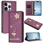 Custodia per telefono in ecopelle con protezione RFID e strass, a tema ballerina, con motivo a ballerina., For iPhone 16 Pro, For iPhone 16 Plus, For iPhone 16