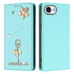 Custodia per telefono in ecopelle con protezione RFID e strass, a tema ballerina, con motivo a ballerina., For iPhone 17e / 16e, For iPhone 17 Pro Max, For iPhone 17 Pro