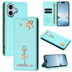 Custodia per telefono in ecopelle con protezione RFID e strass, a tema ballerina, con motivo a ballerina., For iPhone 17, For iPhone Air, For iPhone 16 Pro Max