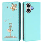 Custodia per telefono in ecopelle con protezione RFID e strass, a tema ballerina, con motivo a ballerina., For iPhone 17, For iPhone Air, For iPhone 16 Pro Max