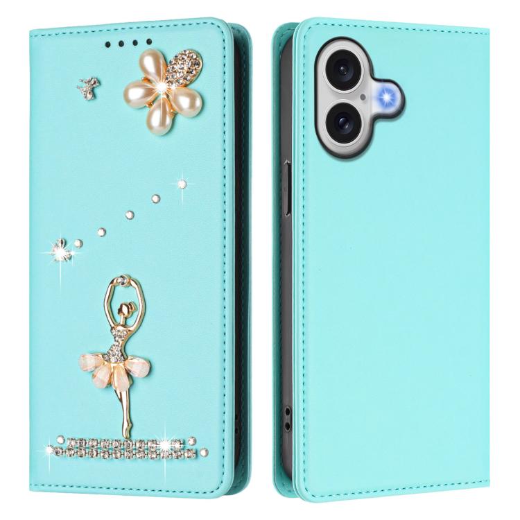 Custodia per telefono in ecopelle con protezione RFID e strass, a tema ballerina, con motivo a ballerina., For iPhone 17, For iPhone Air, For iPhone 16 Pro Max