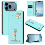 Custodia per telefono in ecopelle con protezione RFID e strass, a tema ballerina, con motivo a ballerina., For iPhone 17e / 16e, For iPhone 17 Pro Max, For iPhone 17 Pro
