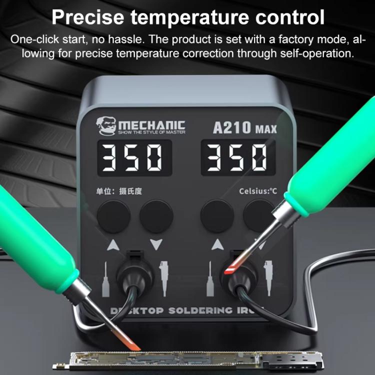Stazione di saldatura a doppia stazione intelligente a temperatura costante MECHANIC A210 Max, US Plug, EU Plug