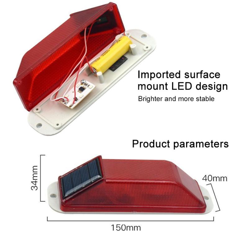 Luce di segnalazione notturna a LED lampeggiante ad energia solare, Double-sided Tape, Screw