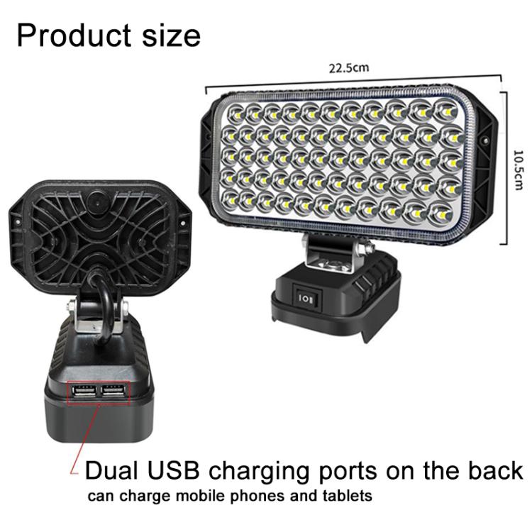 Doppia porta USB con LED per lavoro d'emergenza, compatibile con lo slot batteria Makita., 3 inch Round High Beam, 4 inch Square High Beam, 5 inch Square High and Low Beam, 8 inch Square High and Low Beam, 10 inch Square High and Low Beam