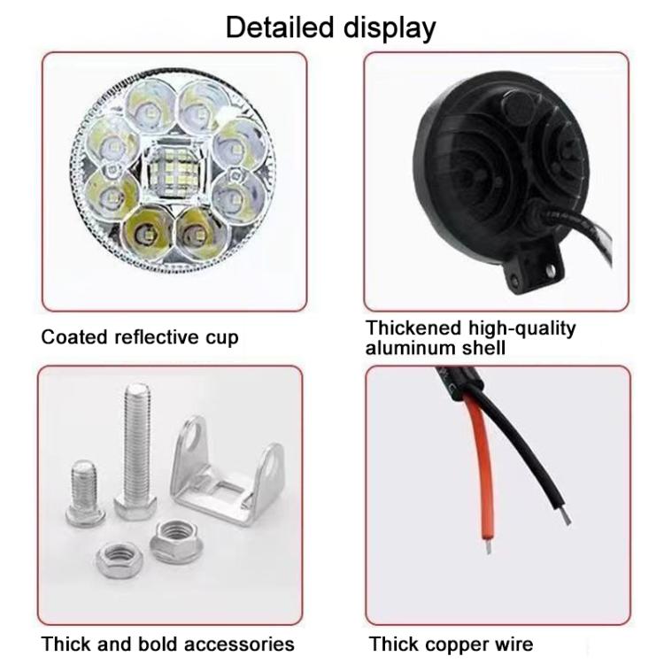 Faro LED rotondo ad alta intensità e ultra luminoso da 3 pollici, alimentato a DC12-80V.