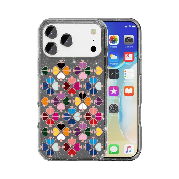 Cover per telefono con motivo a cuori rossi e cristalli scintillanti, For iPhone 18 Pro / 17 Pro, For iPhone 18 Pro Max / 17 Pro Max