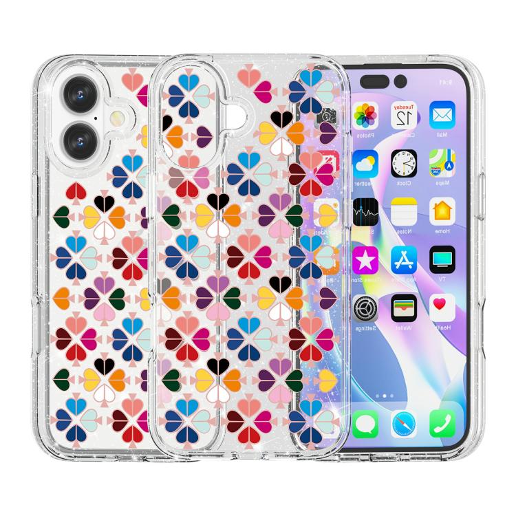 Cover per telefono con motivo a cuori rossi e cristalli scintillanti, For iPhone 16 Plus, For iPhone 16, For iPhone 15 Pro Max, For iPhone 15 Pro