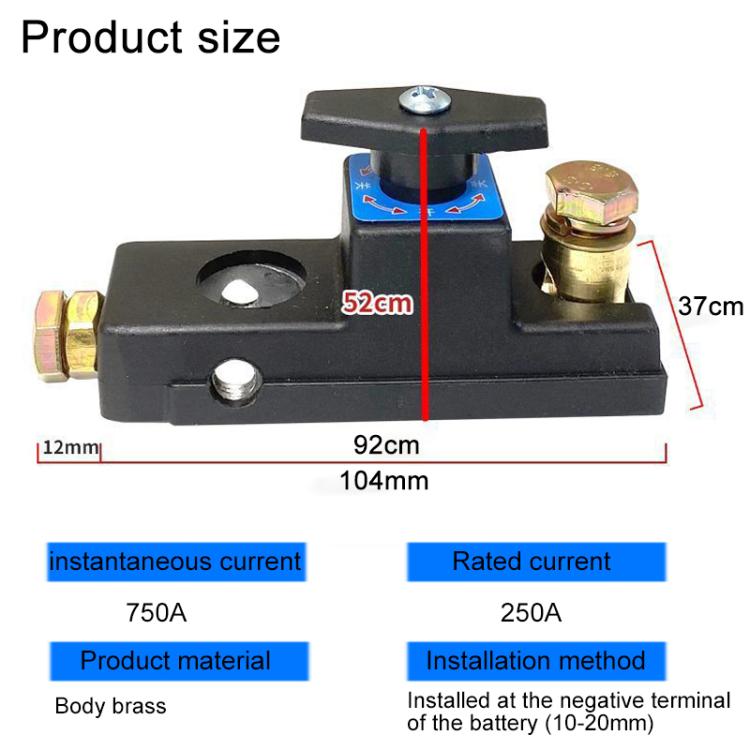 Interruttore di disconnessione batteria auto in rame puro da 12V-24V, 12V-24V Disconnect Switch