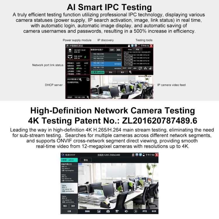 Tester integrato per videosorveglianza SDI coassiale simulato IPC-5200CPlus Network Engineering Treasure, US Plug, EU Plug, UK Plug, AU Plug